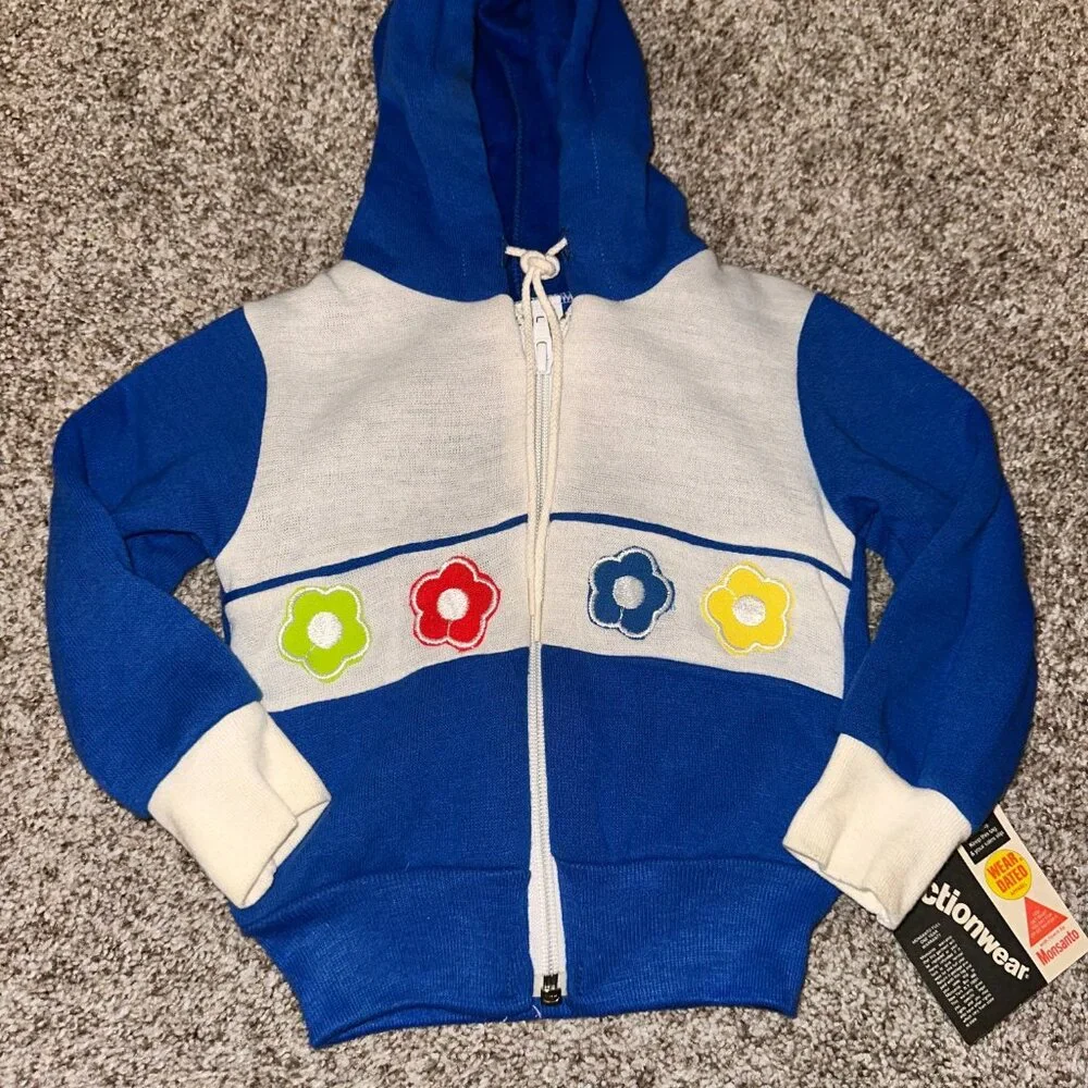 NWT Vintage Teddy Bears Actionwear Sweatsuit Set sz 2 2T 24 months BLUE FLOWERS